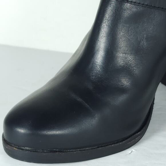 FRYE Women's Patti Slingback US8,5M Black Leather Side Buckle Heeled Mules Clogs - Picture 15 of 16